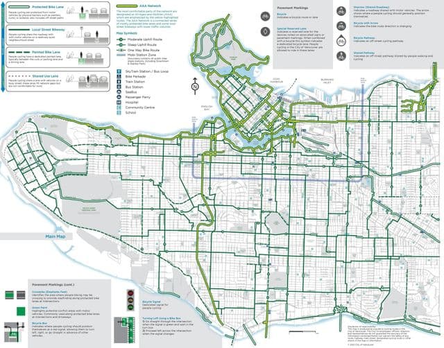 Vancouver fietspad kaart