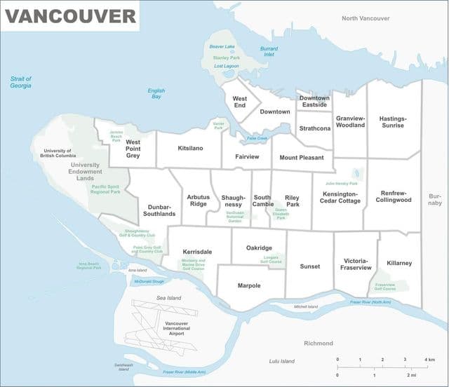Vancouver wijk kaart