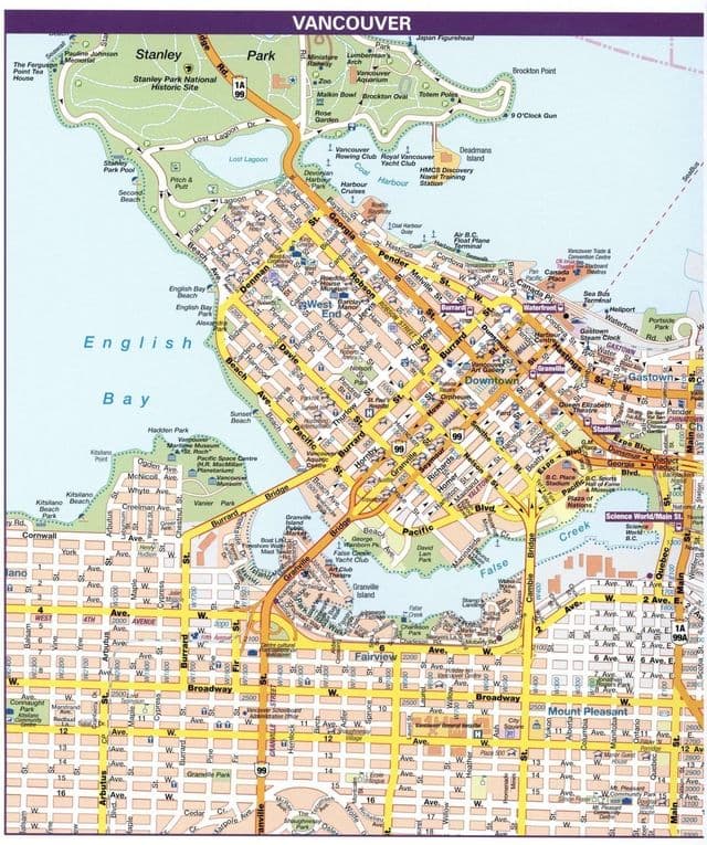 Vancouver straten kaart