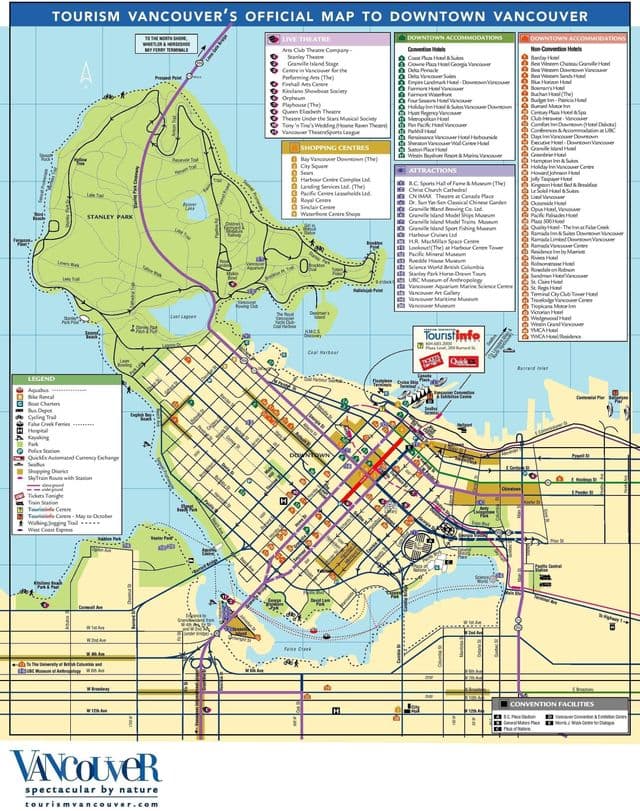 Vancouver bezienswaardigheden kaart