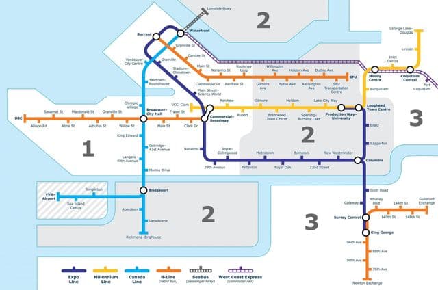 Vancouver zones kaart